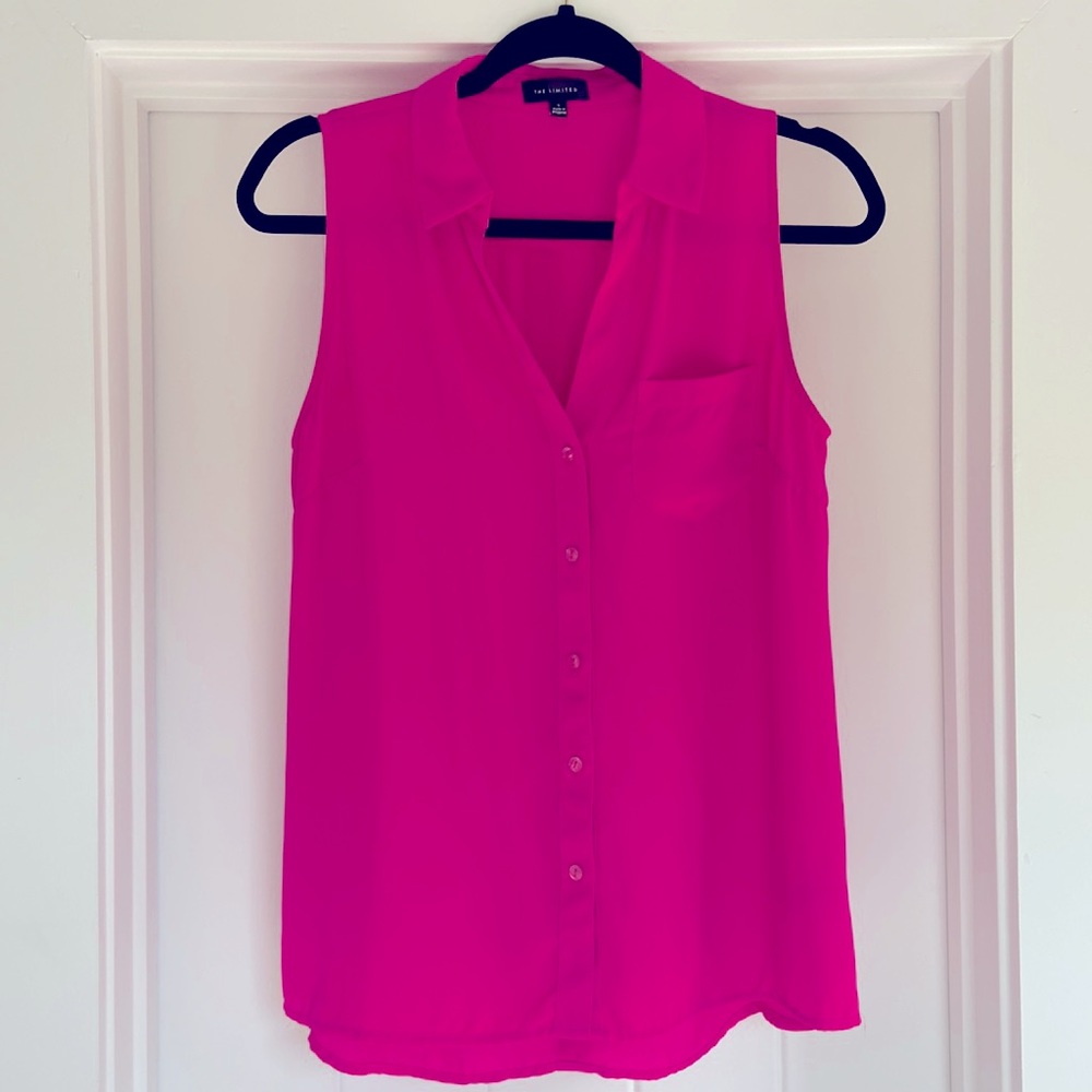 Hot Pink Button Down Sleeveless Top The Limited Size Small